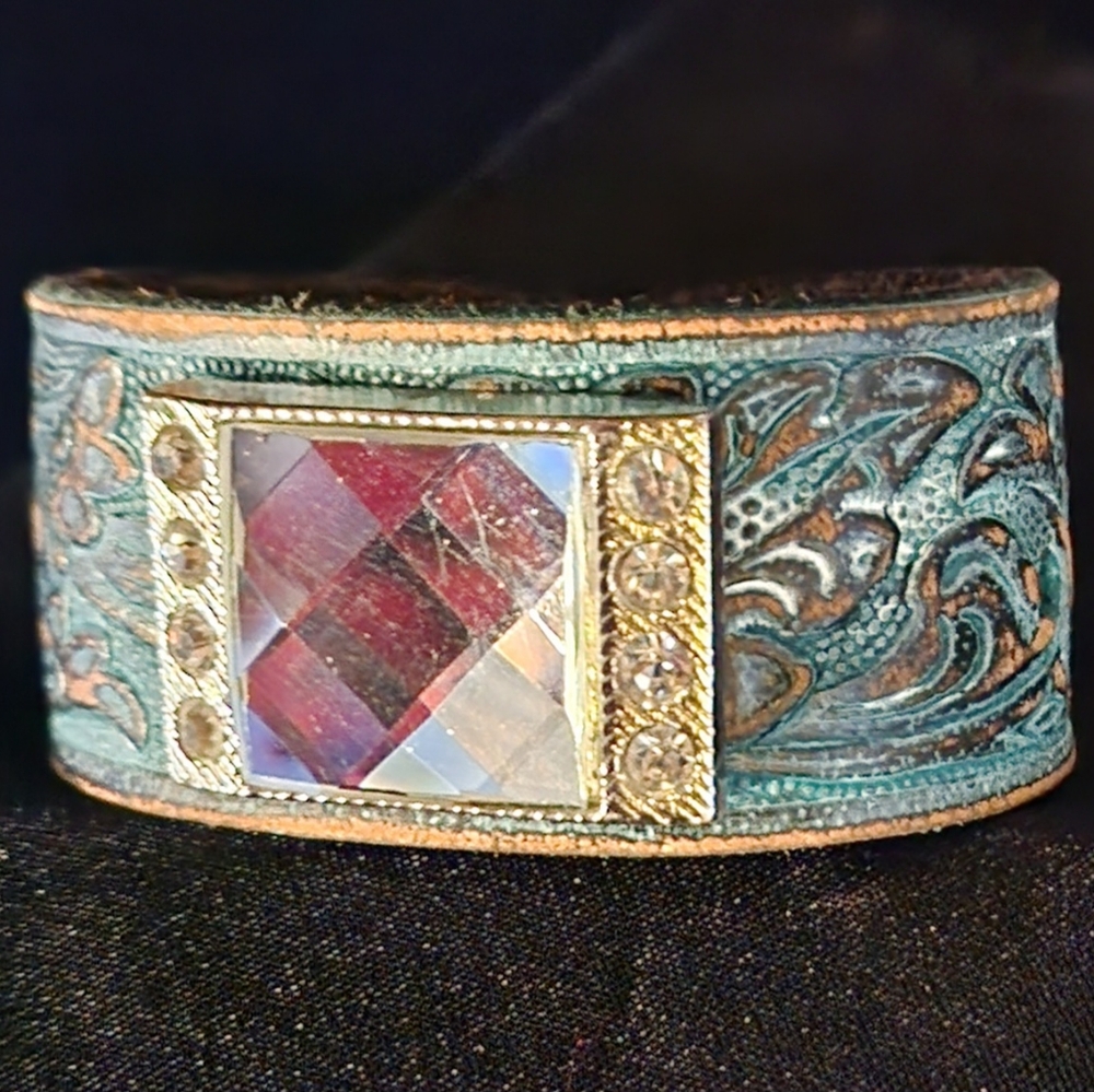 Handmade, recycled leather bracelet